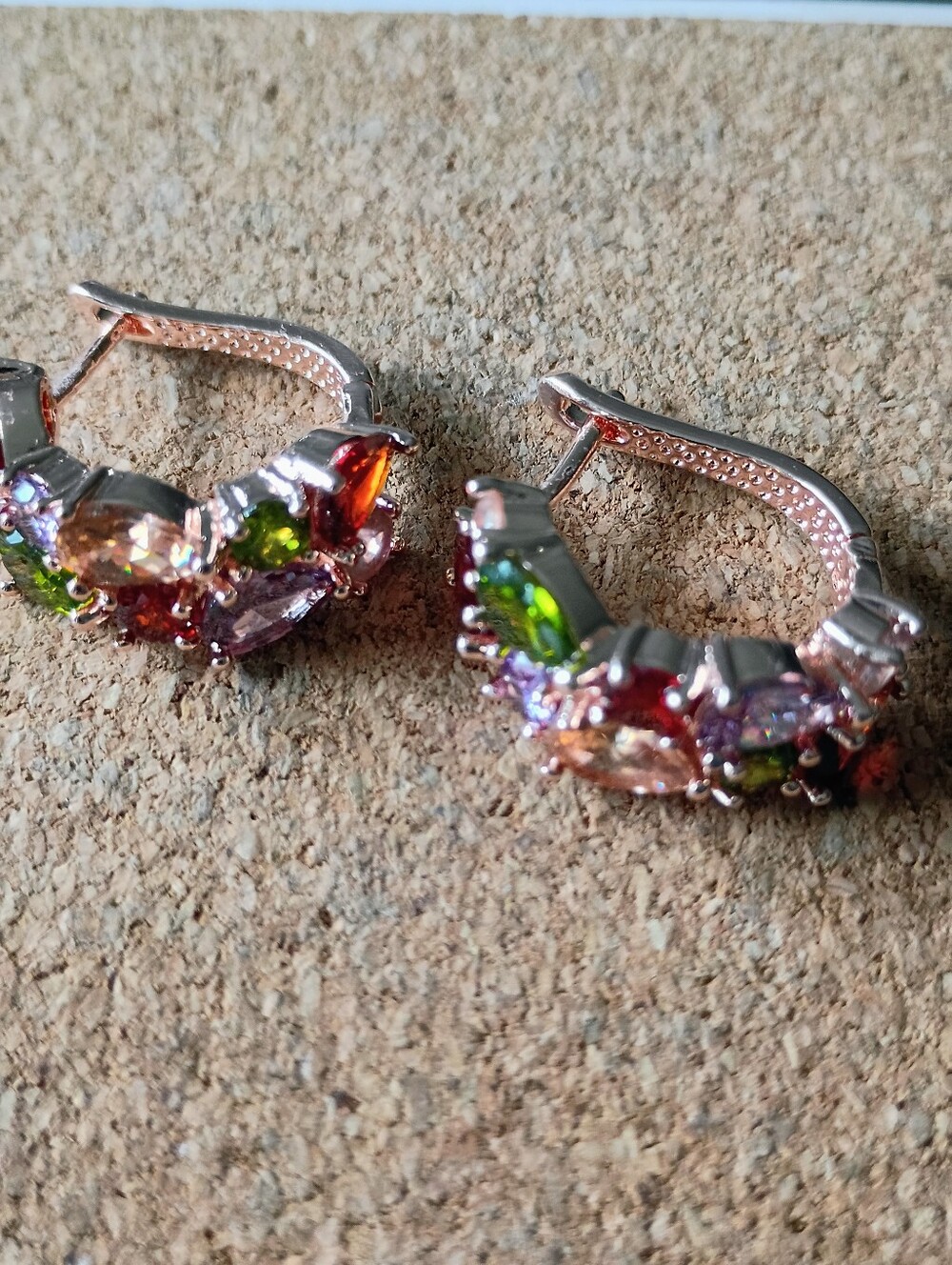 New Multicolor CZ Huggie Earrings - Women Jewelry